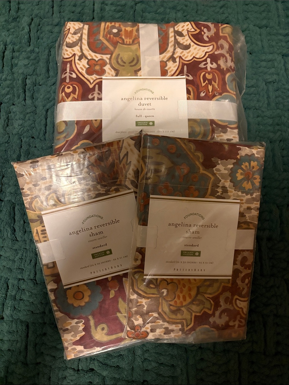 Brand New Pottery Barn Angelina Reversible Duvet & Shams - Multicolor Paisley